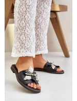 Pantofle S Dekorací Přírodní Kůže Zazoo 3574/Z Černé