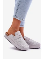 Dámské Pantofle Zdobené Kryštály Na Platformě Šedé Deorani