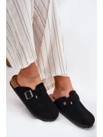 Semišové Dámské Pantofle S Přezkou Big Star RR274A384 Černé