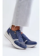 Dámské tenisky na platformě s prolamovaným vzorem a třpytkami INBLU Modrá Dámské tenisky na platformě s prolamovaným vzorem a třpytkami INBLU Modrá