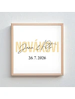 Personalizovaný magický fotoobraz v rámu - čtverec 20x20 - jména novomanželů