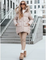 Dámská prošívaná zimní bunda s kapucí béžová FashionStreet TY5506