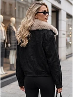 Dámská zimní semišová bunda s kožešinou, černá, FashionStreet TY5697