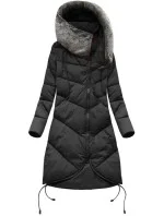 Černá dlouhá zimní bunda s kapucí (7755BIG) Černá dlouhá zimní bunda s kapucí (7755BIG)