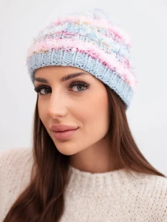 Dámská zimní čepice s barevným vláknem a elastickým stahováním K352 modrá