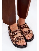Dámské Sandály S Přezkami V Panteře Hnědé Seladith