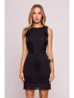 M864 Mini šaty s krajkovými panely - černé M864 Mini šaty s krajkovými panely - černé