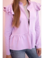 Dámský přehoz s volánky a stojáčkem fialka