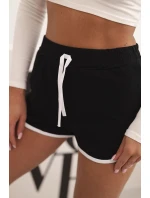 Dámské bavlněné šortky s elastickým pasem a sportovním lemem černé