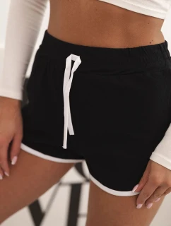 Dámské bavlněné šortky s elastickým pasem a sportovním lemem černé