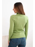Dámský svetr z viskózy s rolákem a dlouhým rukávem pistáciový