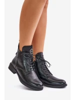 Zateplené boty na plochém podpatku s ozdobou černé Leonise Zateplené boty na plochém podpatku s ozdobou černé Leonise