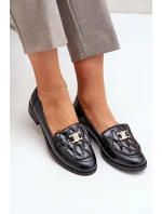Kožené Lakované Mokasíny Se Zlatou Dekorací Laura 2927 Černé