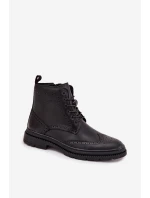 Pánské kožené kotníkové boty Lee Cooper – černé