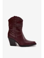 Dámské kotníkové boty na podpatku D8271 Vínová - Sweet Shoes