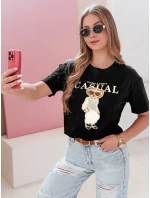 Dámské tričko s medvídkem MISTREET černé FashionStreet RY2873