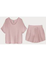 Bavlněný komplet v pudrově růžové barvě - tričko a šortky (34437) Bavlněný komplet v pudrově růžové barvě - tričko a šortky (34437)
