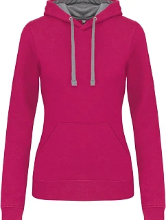 Kariban K 465 Dámská mikina s kontrastní kapucí 20.K465 fuchsia/fine grey