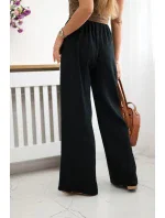 Mušelínové kalhoty se širokou nohavicí černý