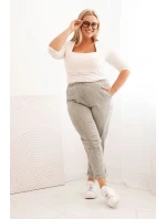 Dámské kalhoty Plus Size dekontrované s viskózou a širokou gumou jasné khaki