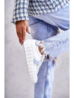 Dámské sportovní kožené boty zavazované bílé a modré Ariva