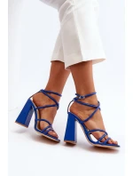 Moderní Sandály Na Podpatku Modré Josette