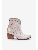 Dírové Kožené Cowboy Boty Na Podpatku Zlaté Prošoupané Lewski 3613 Dírové Kožené Cowboy Boty Na Podpatku Zlaté Prošoupané Lewski 3613