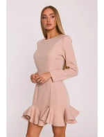 M880 Šaty s volánkovým lemem - béžové M880 Šaty s volánkovým lemem - béžové