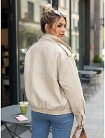 Dámská semišová bunda bomber béžová FashionStreet TY5657