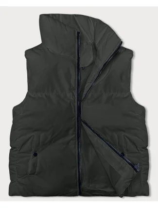 Dámská péřová vesta v army barvě se stojáčkem (5M3150-136) Dámská péřová vesta v army barvě se stojáčkem (5M3150-136)