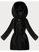 Vlněná bunda z alpaky s kapucí černá (W214#)