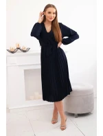 Šaty se svázaným plisovaným lemem námořnictvo
