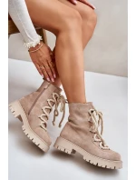Zateplené boty z eko semiše na zip světlobéžové Caellita Zateplené boty z eko semiše na zip světlobéžové Caellita