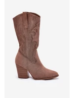 Prodyšné Cowboy Boty Na Podpatku S.Barski HY51-606 Hnědé