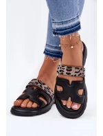 Kožené Dámské Sandály S Páskem Leopard Vinceza 66769 Černé