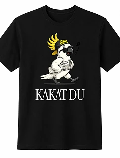 Pánské bavlněné tričko s potiskem - KAKAT DU - černé