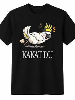 Pánské bavlněné tričko s potiskem - KAKAT DU - černé