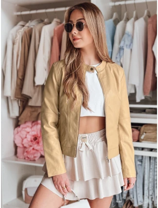 Dámská kožená bunda s kapucí METSOUL beige FashionStreet TY4745