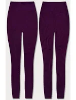 Tmavě fialové dámské legíny s ozdobnými švy (54460) Tmavě fialové dámské legíny s ozdobnými švy (54460)