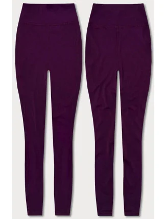 Tmavě fialové dámské legíny s ozdobnými švy (54460) Tmavě fialové dámské legíny s ozdobnými švy (54460)