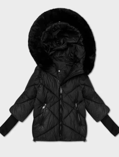 Černá lehká volná dámská bunda s kapucí Minority (M6-6031-1)