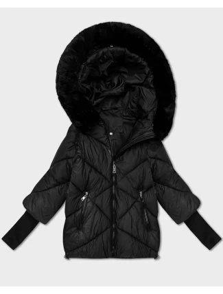 Černá lehká volná dámská bunda s kapucí Minority (M6-6031-1)