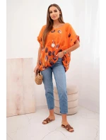Dámská bavlněná košile s květinovým vzorem pomeranč
