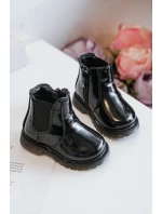 Dětské Lakované zateplené boty černé Porky Dětské Lakované zateplené boty černé Porky