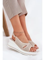 Dámské Kožené Sandály Na Klínu S.Barski LR51-660 Zlaté