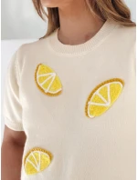 Dámský oversize svetr s citrony Lemon beige FashionStreet MY2476