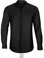 NEOBLU Bart Men Popelínová košile s dl. rukávem a mao límcem 24.3792 deep black NEOBLU Bart Men Popelínová košile s dl. rukávem a mao límcem 24.3792 deep black