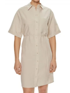 CALVIN KLEIN KOŠILOVÉ ŠATY ZE LNĚNÉ SMĚSI