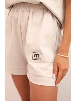 Dámská punto souprava s krátkým rukávem a volnými šortkami beżowy