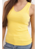 Top dámský bavlněný na ramínkách s výstřihem do V žlutá